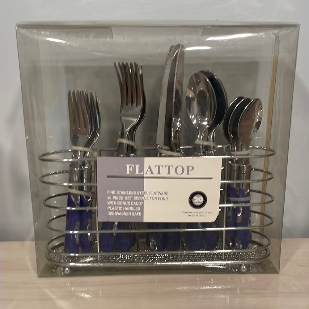 20 Pcs FLATTOP Fine Stainless Steel Set With Caddy